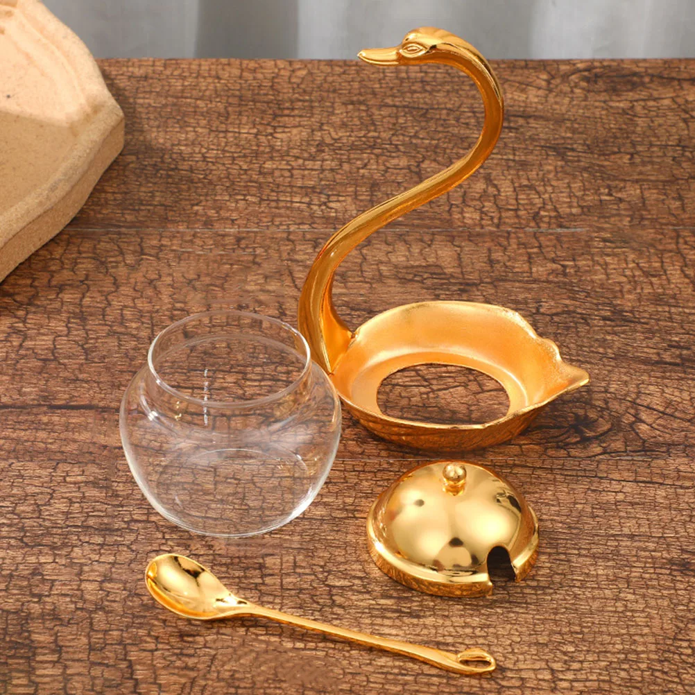 

Swan Sugar Container Seasoning Jar Salt Glass Holder Kitchen Condiment Storage Decor Preservation Freshness