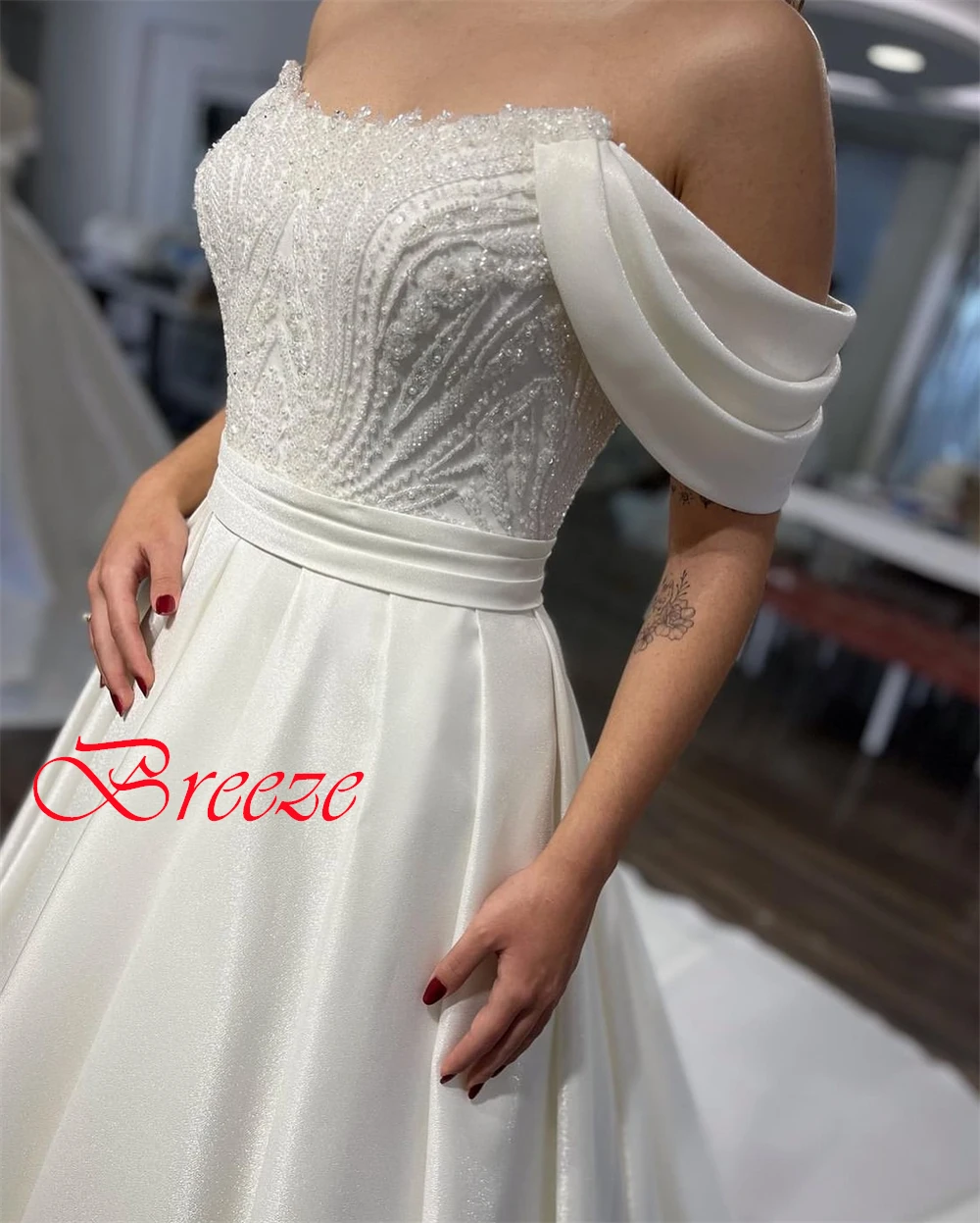 Personalizado sexy branco jérsei vestidos de casamento simples sem alças fora do ombro mangas curtas vestidos de noiva rendas até voltar vestido
