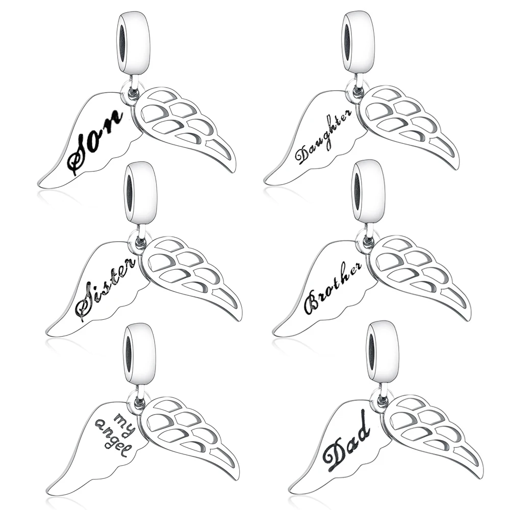 

Family Wings Serise Pendant Charm 925 Sterling Silver Fit Pan Bracelets and Necklaces for Women Making DIY Fashion Jewelry Gift