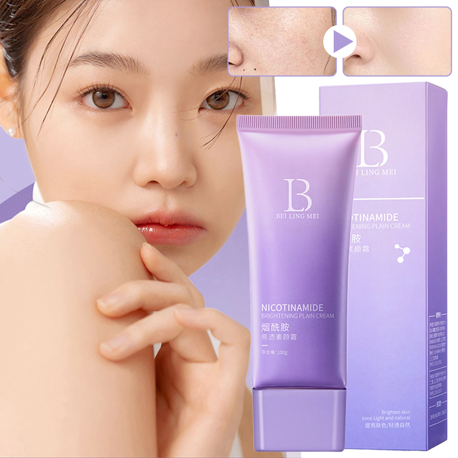 Niacinamide Hydraterende gezichtscrème 2 in 1 multi -effect isolatie crème Brighten Event Skin Tones Radiants Make -up benodigdheden