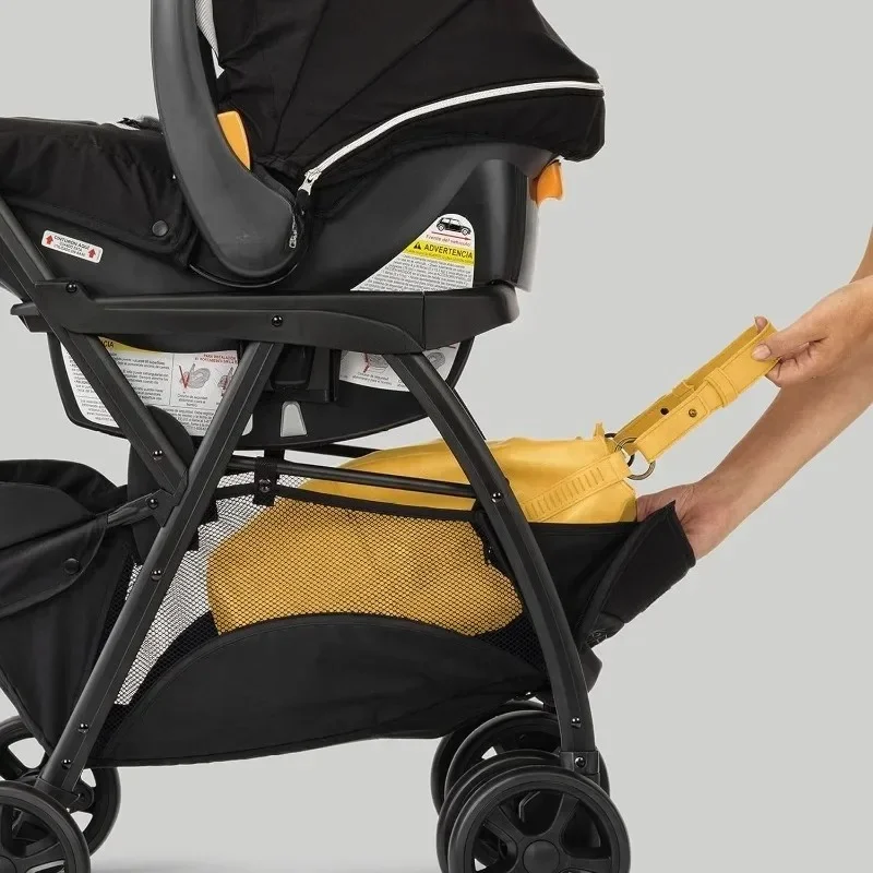 Carrito de Bebé Best.KeyFit Caddy Frame, Compatible con Todos los Asientos de Auto Chicco para Bebés, Manillar Ajustable, Bandeja para Padres | Negro/Negro