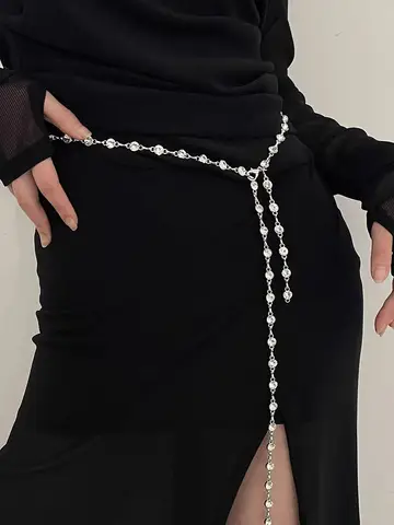 작은 향기로운 바람 금속 허리 체인 액세서리 드레스 얇은 벨트 여자와 그물 빨간색의 고급 한국어 버전