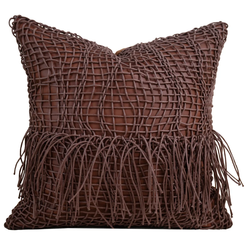 [Only Pillowcase]Italian Minimalist Arch Suede Woven Rope Creative Cushion Soft Decoration Designer Accessory Pillowcase