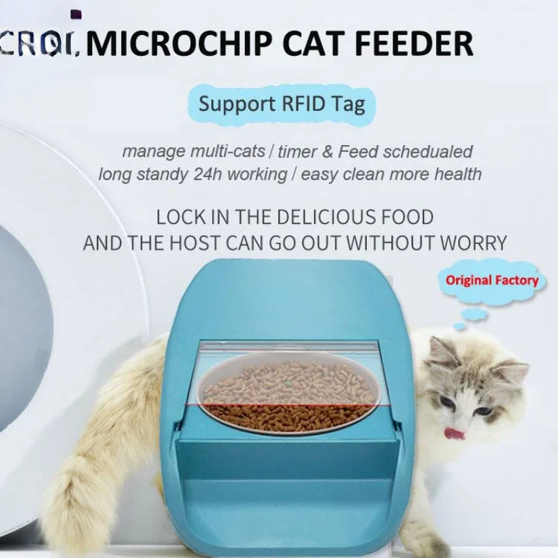 Automatic Cat Feeder Auto Cat Food Dispenser Pet Wet and Dry Food Dispenser for Small Dogs with Microchip Sensing