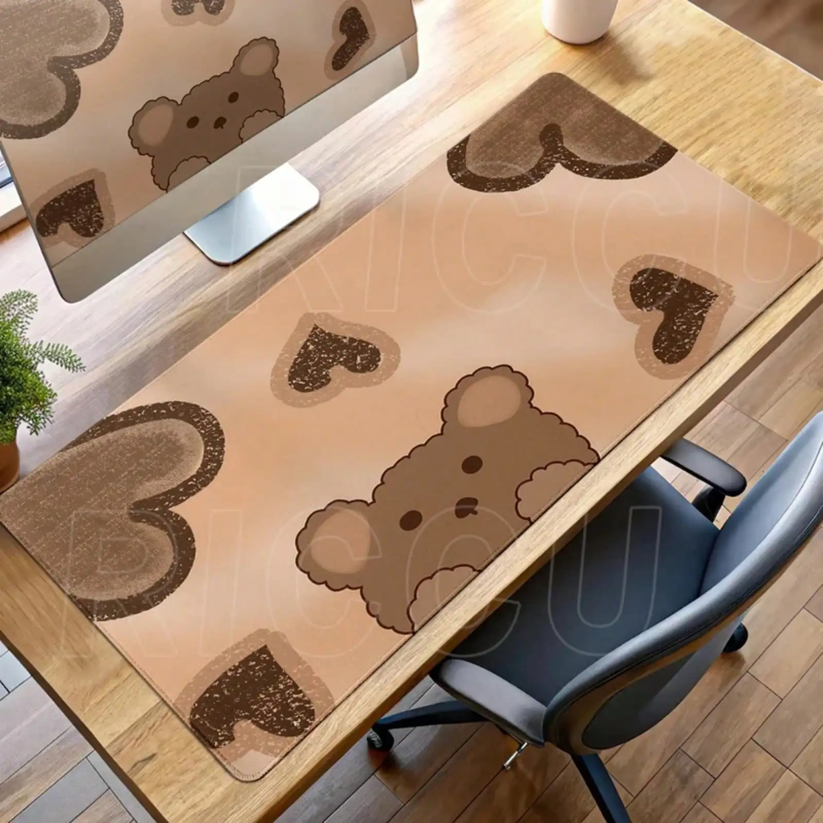 

Cute Cartoon Brown Bear Mouse Pad Rubber Non-Slip Computer Keyboard Decoration Desk Mat For Office&Gift PC Cabinet XXL Tablepad