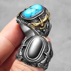 Soar Gemstone Men Rings Eagle 316L Stainless Steel Women Fashion Jewelry Punk Trendy Luxury New In Accessories Gift Wholesale