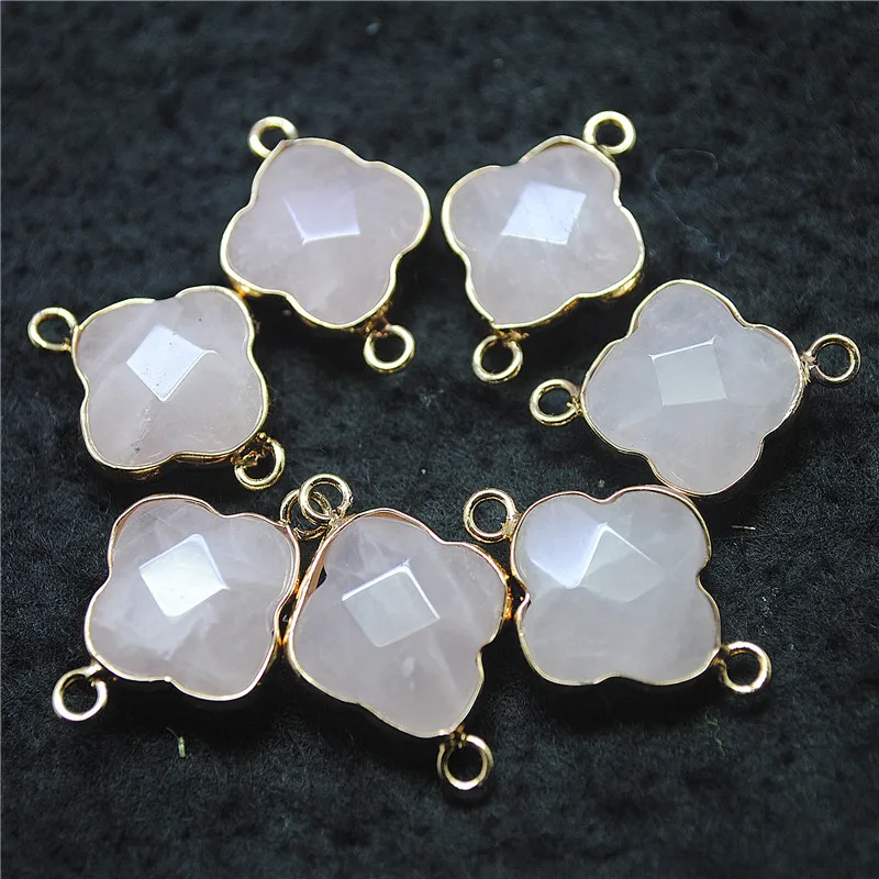 

5PCS New Women's Bracelets Connectors 25X17MM Natural Rose Quartz Stone DIY Jewelry Making Accessories Free Shippings