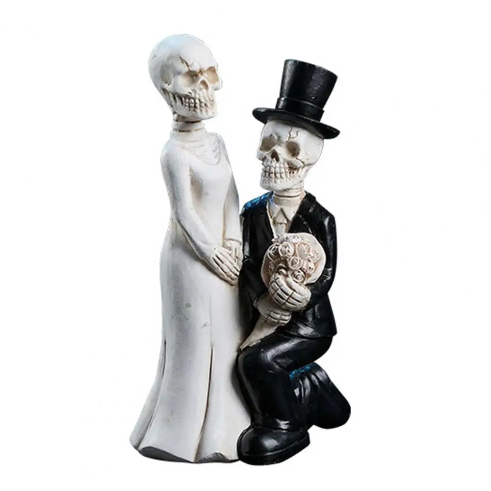 

Skeleton Couple Statue,Resin Skull Wedding Bride Groom Statue,Dead Home Decor for Halloween Gothic Lovers