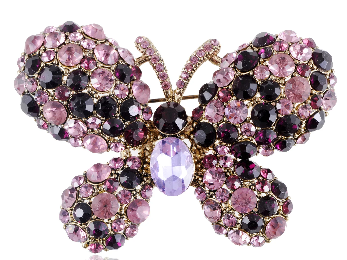 Two Toned Amethyst Rhinestone Enchanted Fairytale Butterfly Pin Brooch