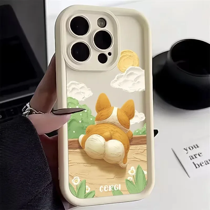 Corgi pattern print Phone Case Suitable For iPhone 11 15 ProMax 12 13 14 Xs X XR 7 8 Plus, Shock protection design