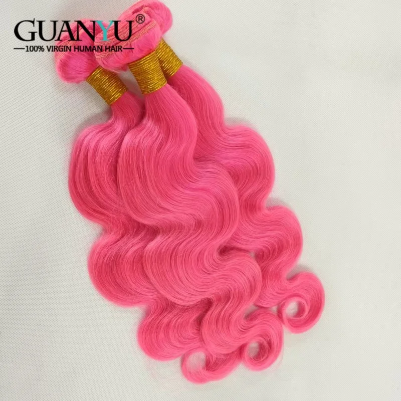 Fasci di capelli umani rosa dell'onda del corpo Estensioni dei capelli umani Remy al 100% Fasci brasiliani 3/4 Offerte Trame di capelli umani