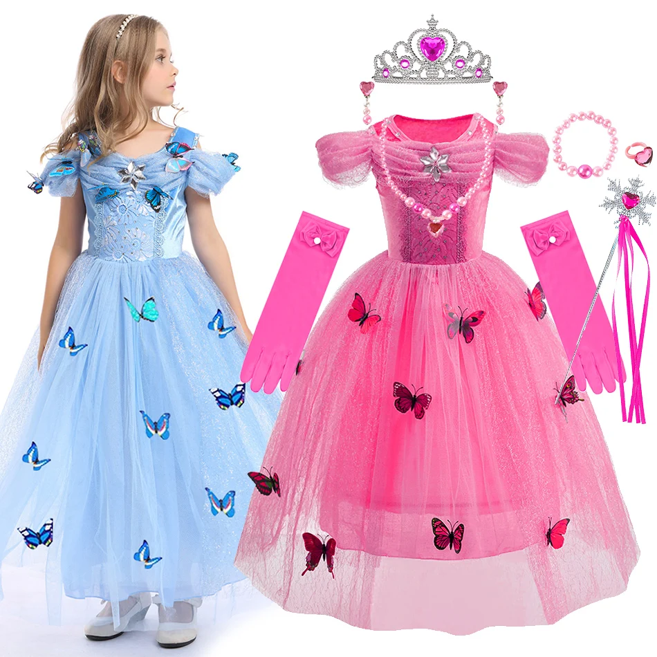 

Girl Cinderella Dress Children Summer Christmas Fancy Clothes Kids Birthday Ruffle Cosplay Costume Princess Performance Disguise