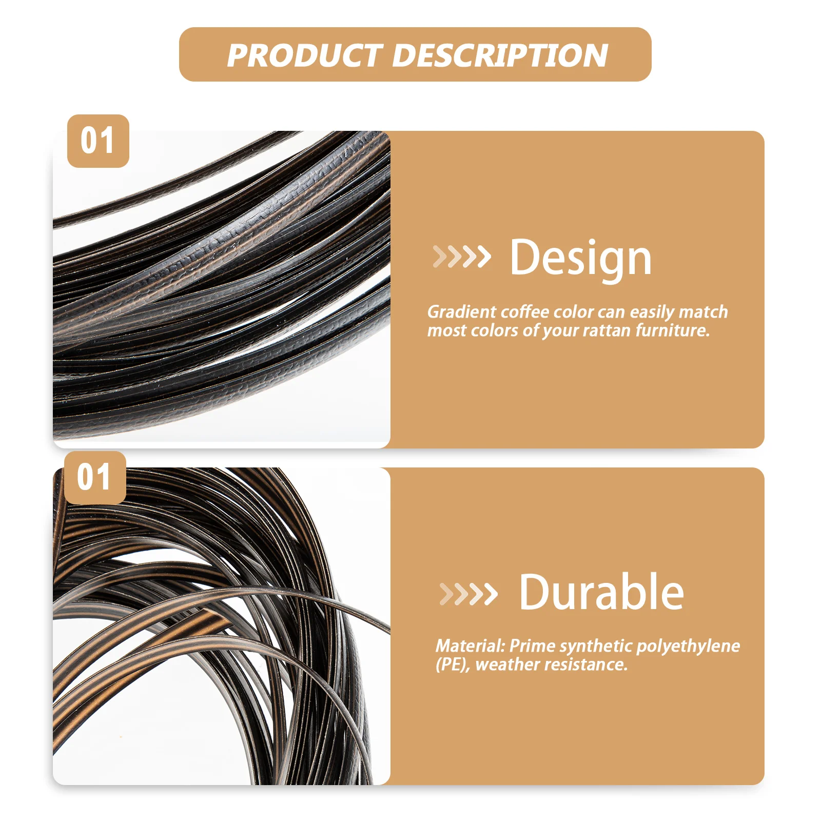 

Plastic Wicker Furniture Repair Materials Durable Waterproof High Strength DIY Supplies Basket Weaving Accessories
