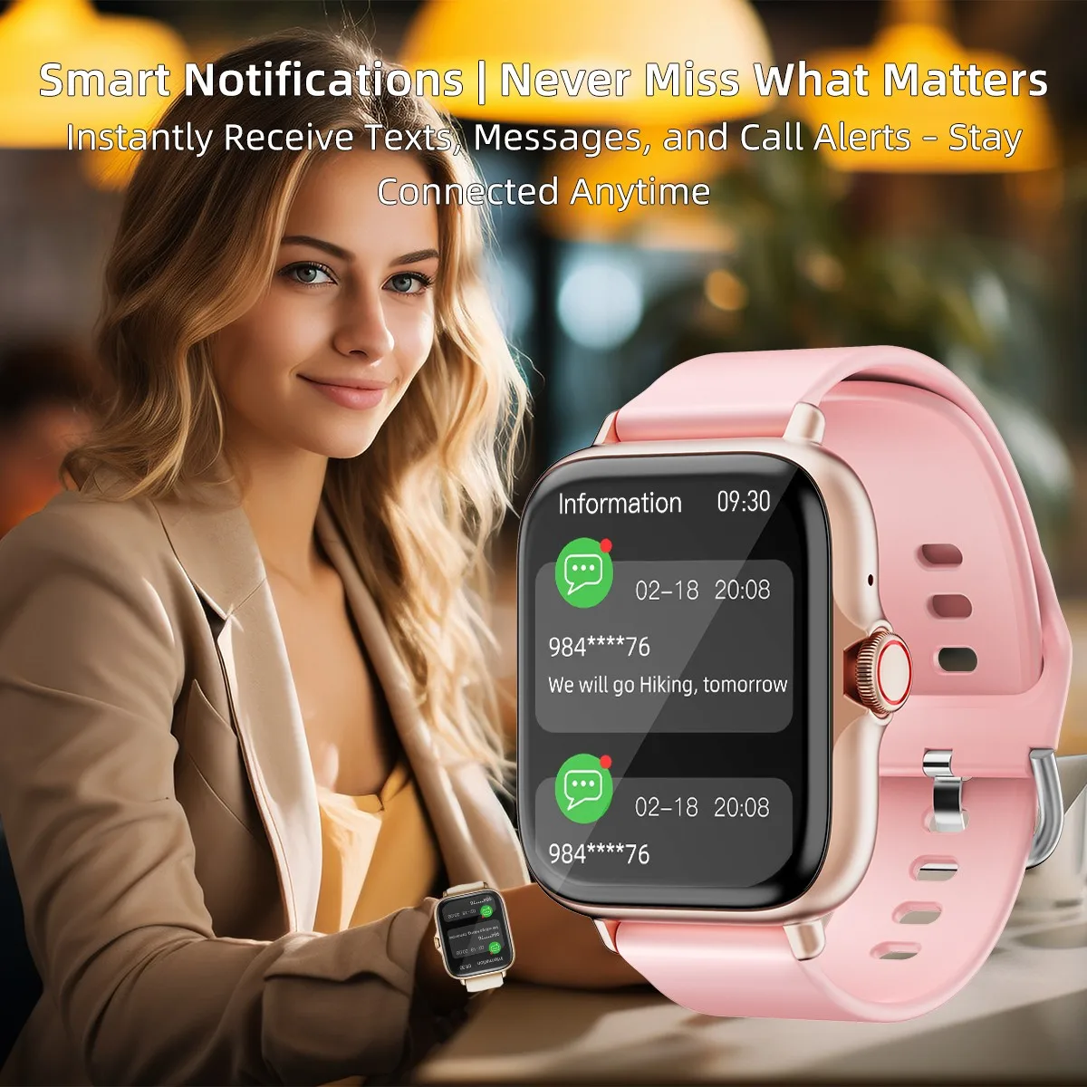 

Smartwatch Wireless Call Waterproof Fitness Watch Sleep Message Reminder Heart Rate Blood oxygen for iPhone Android Men Women