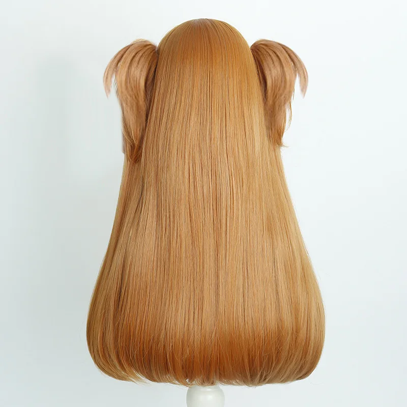 Eva Neon Genesis Evangelion Asuka Cosplay Perücke Orange Doppelte Zöpfe Haarspange Perücke