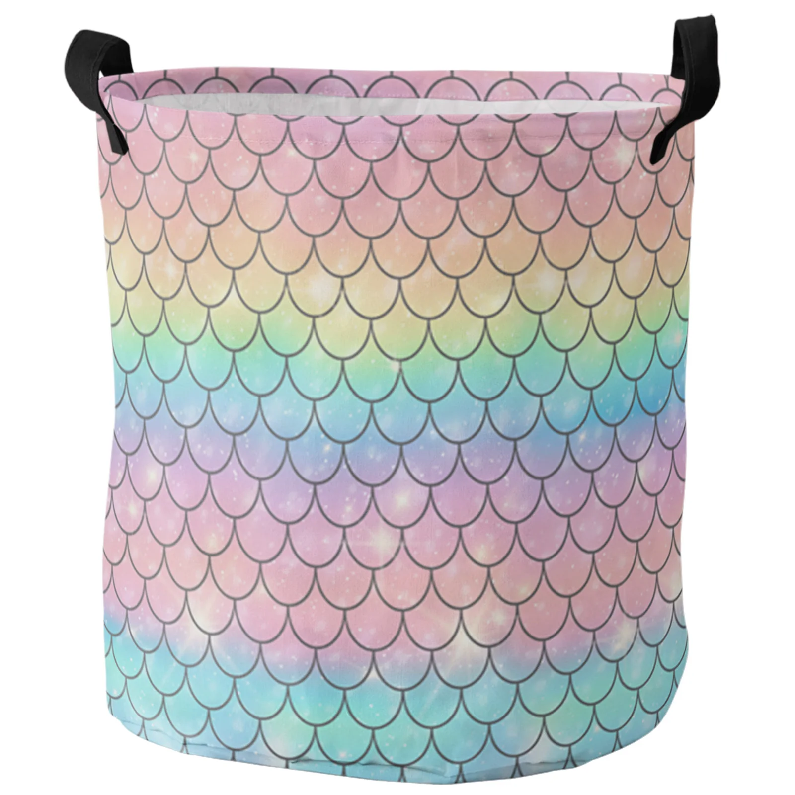 Mermaid Scales Ocean Rainbow Dirty Laundry Basket Foldable Waterproof Home Organizer Basket Clothing Children Toy Storage Basket