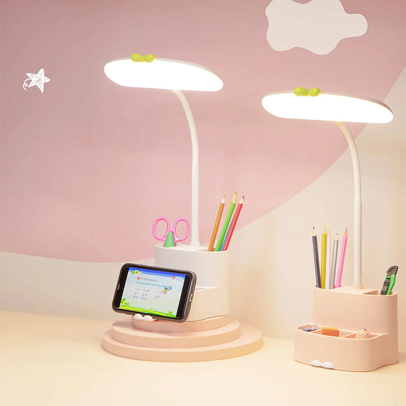 

5 In 1 Led Student Reading Light Eye Protection Desk LED Lamp Color Temperature Adjustable Rechargeable