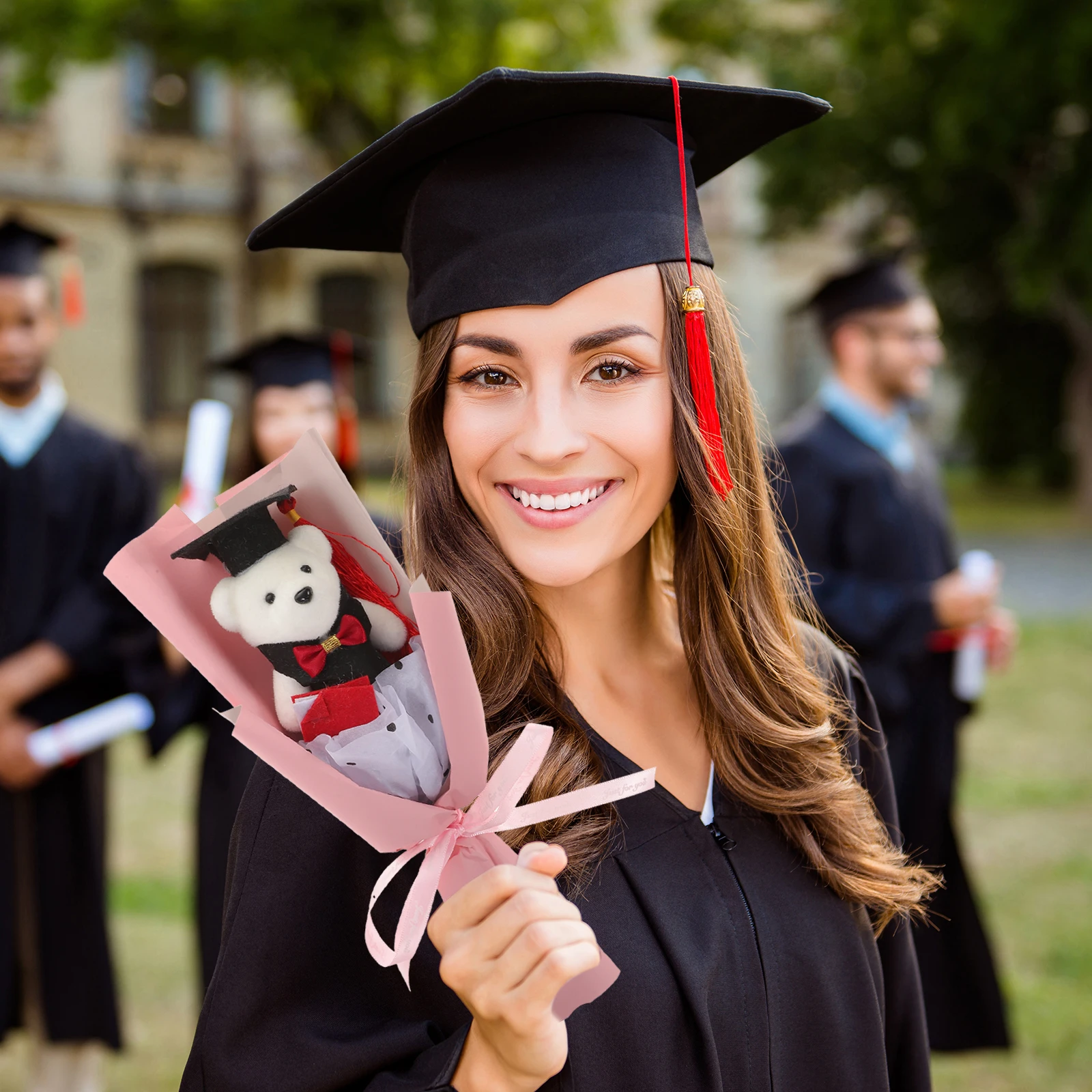 

Stuffed Bear Graduation Bouquet Gifts Accessories Toys Scented Artificial Flower Soap Decorations Photo for Graduates