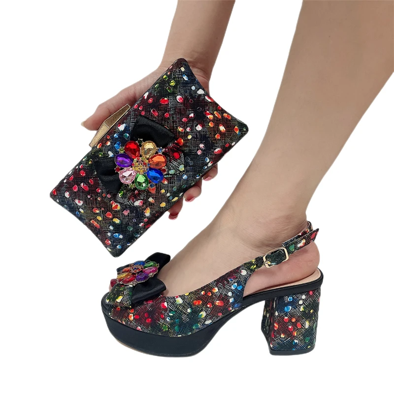 New Bule Color Nigerian Women\'s Shoes And Bags Party Shoes With Bags African Fashion Shoes And Bags Wedding Shoes And Bags