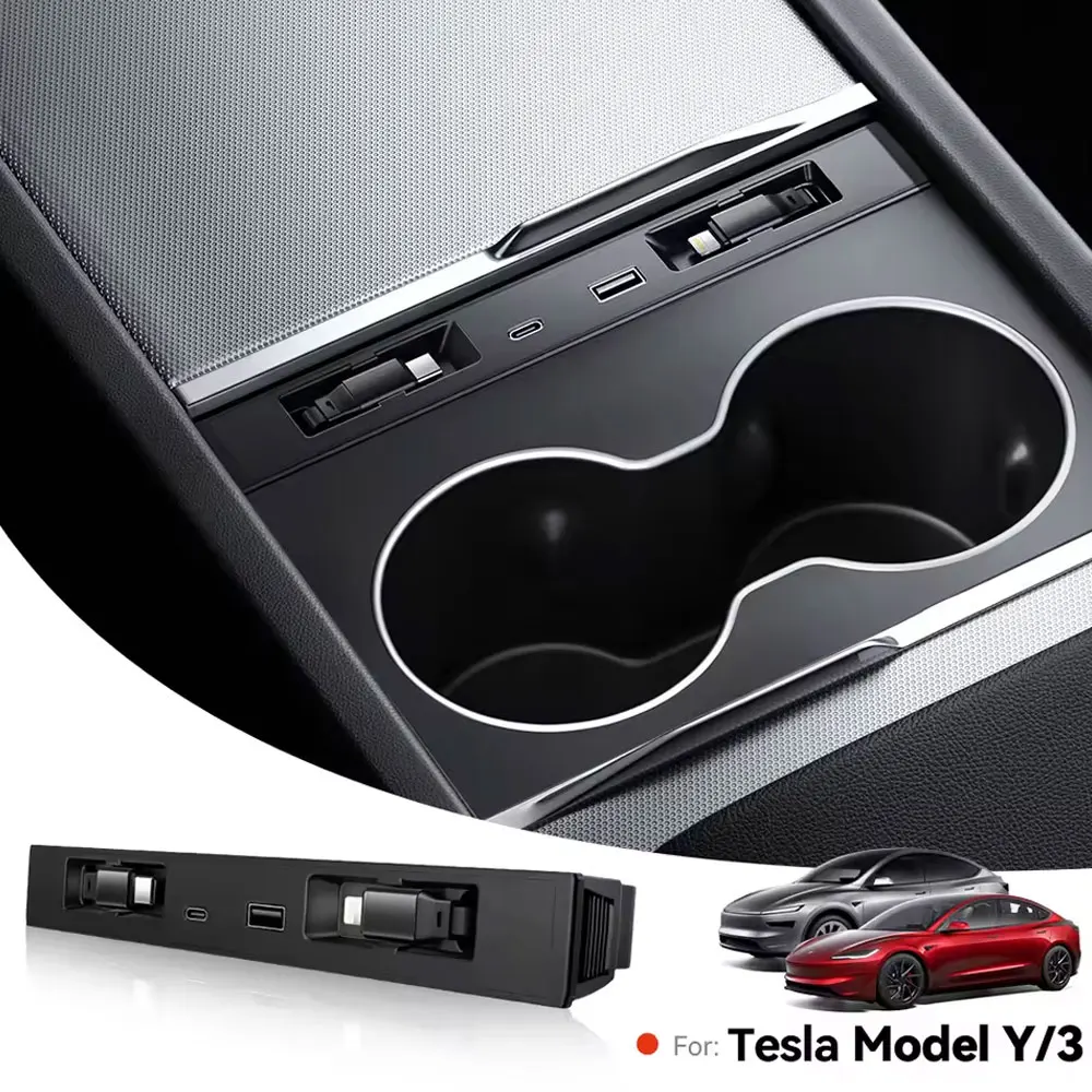 For Tesla Model 3 Y Highland Juniper 2025 45W Quick Charger Expansion Dock Hidden USB Shunt Hub Intelligent Docking Station