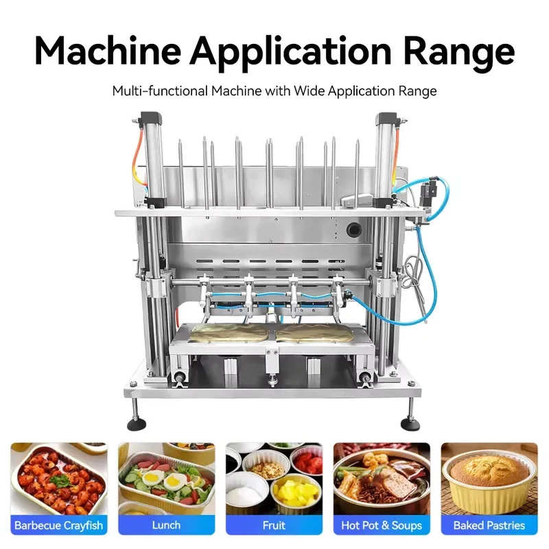 for Hot selling Pneumatic Semi Automatic 8 Tray Sealing Machine High Productivity Suitable for Durian Cooked Food Plastic Box