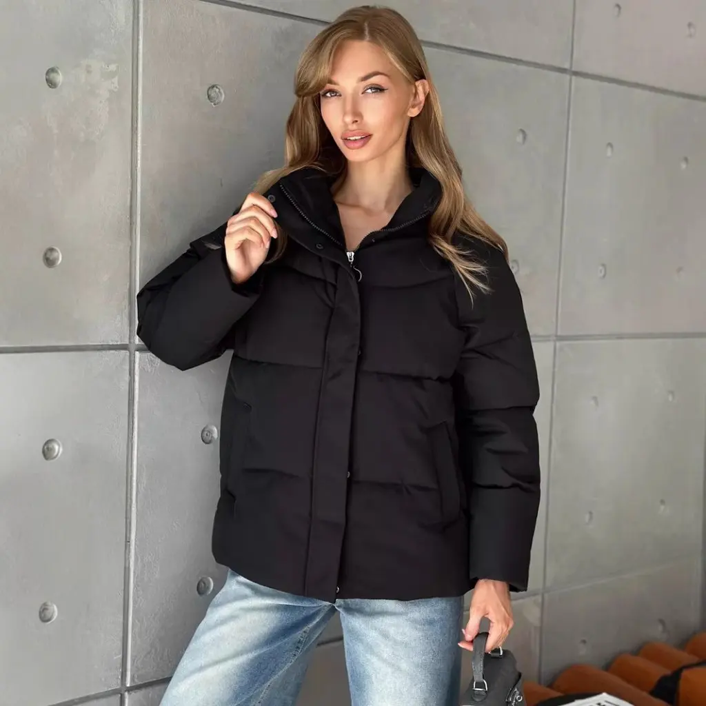 

Winter Thickened Simple Blank Zipper Cotton Jacket Korean Style High-End Fashion Warm Bread Jacket for Women