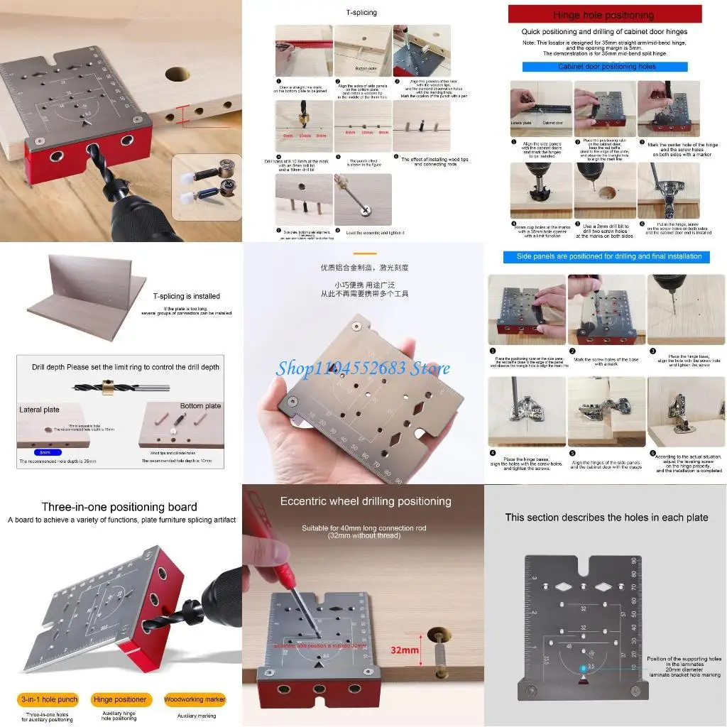 Y6GD Punching Positioner Doweling Pocket Hole for Drilling Guide Locator Tool