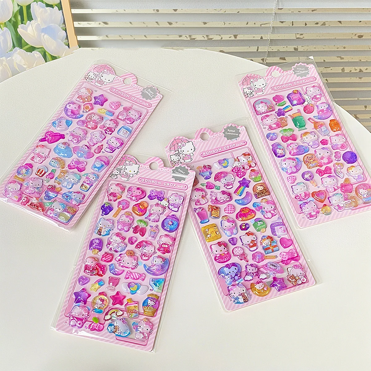 

4 PCS Cartoon Sanrio Characters Kuromi Stickes 3D Stereo Crystal Sticker Handbook DIY Cute Creative Stickers