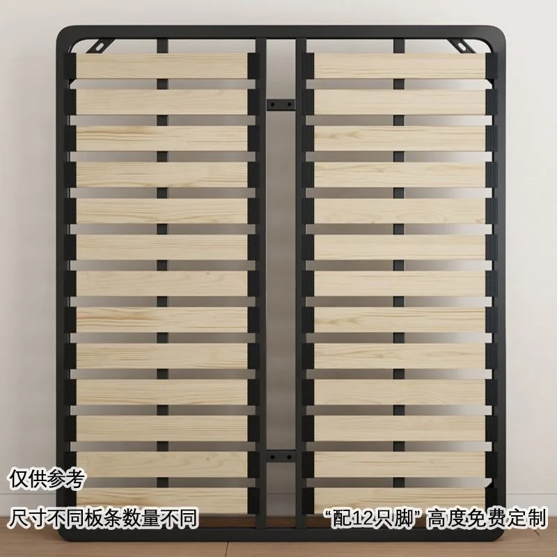 Modern Heavy Duty Metal Bed Frame, Custom Size Bedroom Furniture Base with Wooden Slat Support for Home Hotel