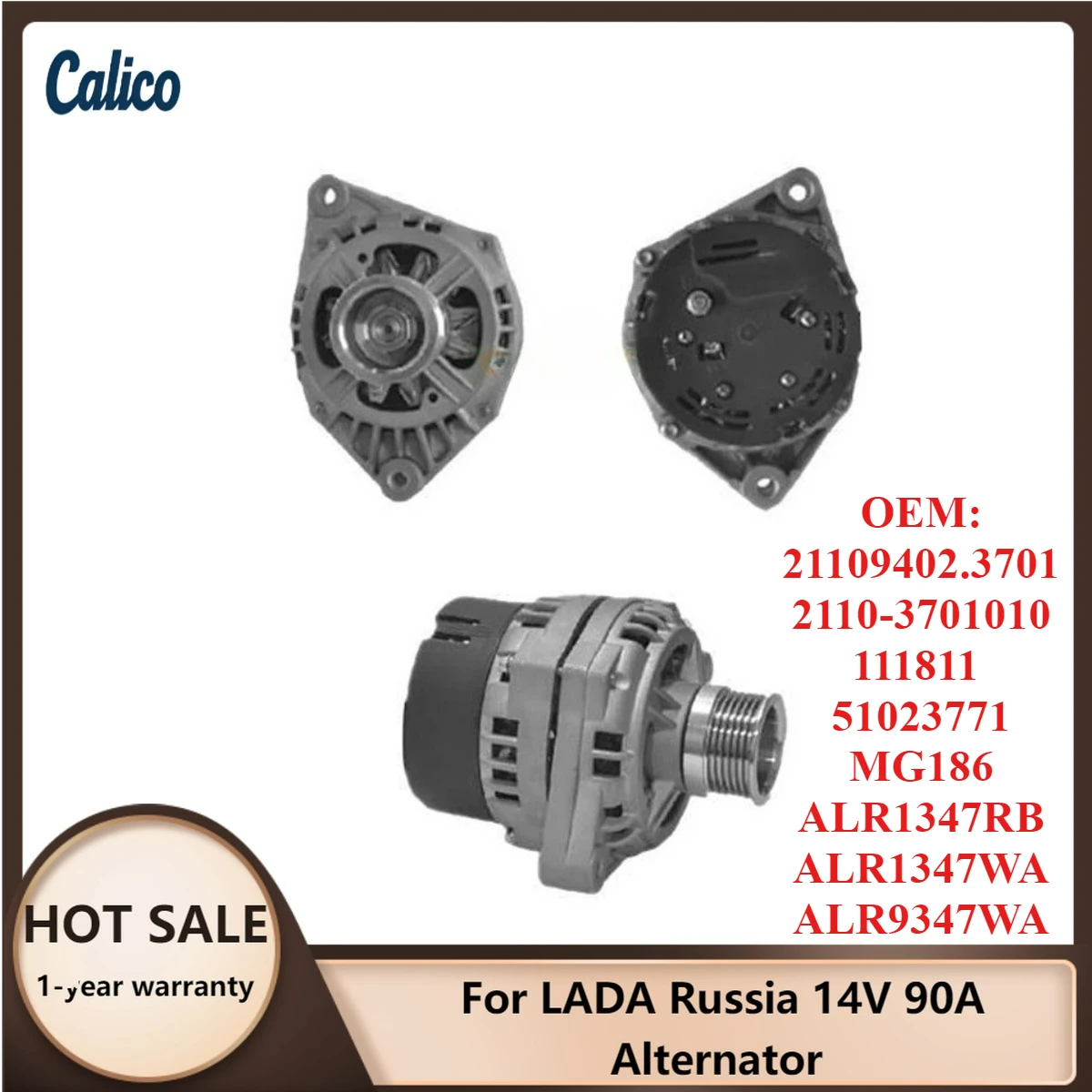 

Hot Selling for LADA Russia 14V 90A Alternator 21109402.3701 2110-3701010 111811 51023771 MG186 ALR1347RB ALR1347WA ALR9347WA