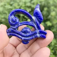 Natural Lapis Lazuli Eye Carving Mineral Statue Crystal Figurines Decor Crafts For Halloween Gifts 1PCS