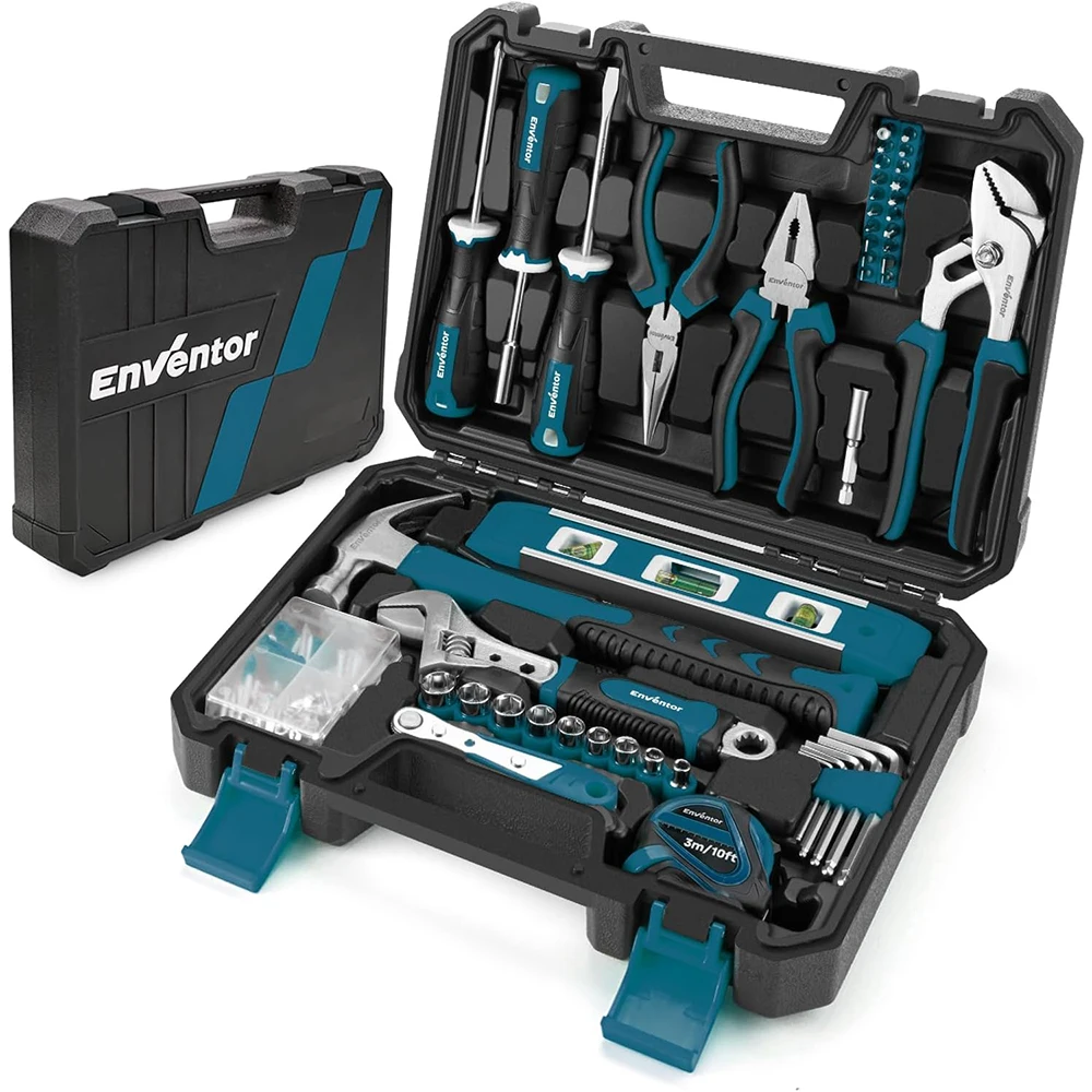 Enventor Tool Kit Set, 108PCS General Household Hand Tool Kit with Storage Toolbox, Small Tool Kits for Home image 3