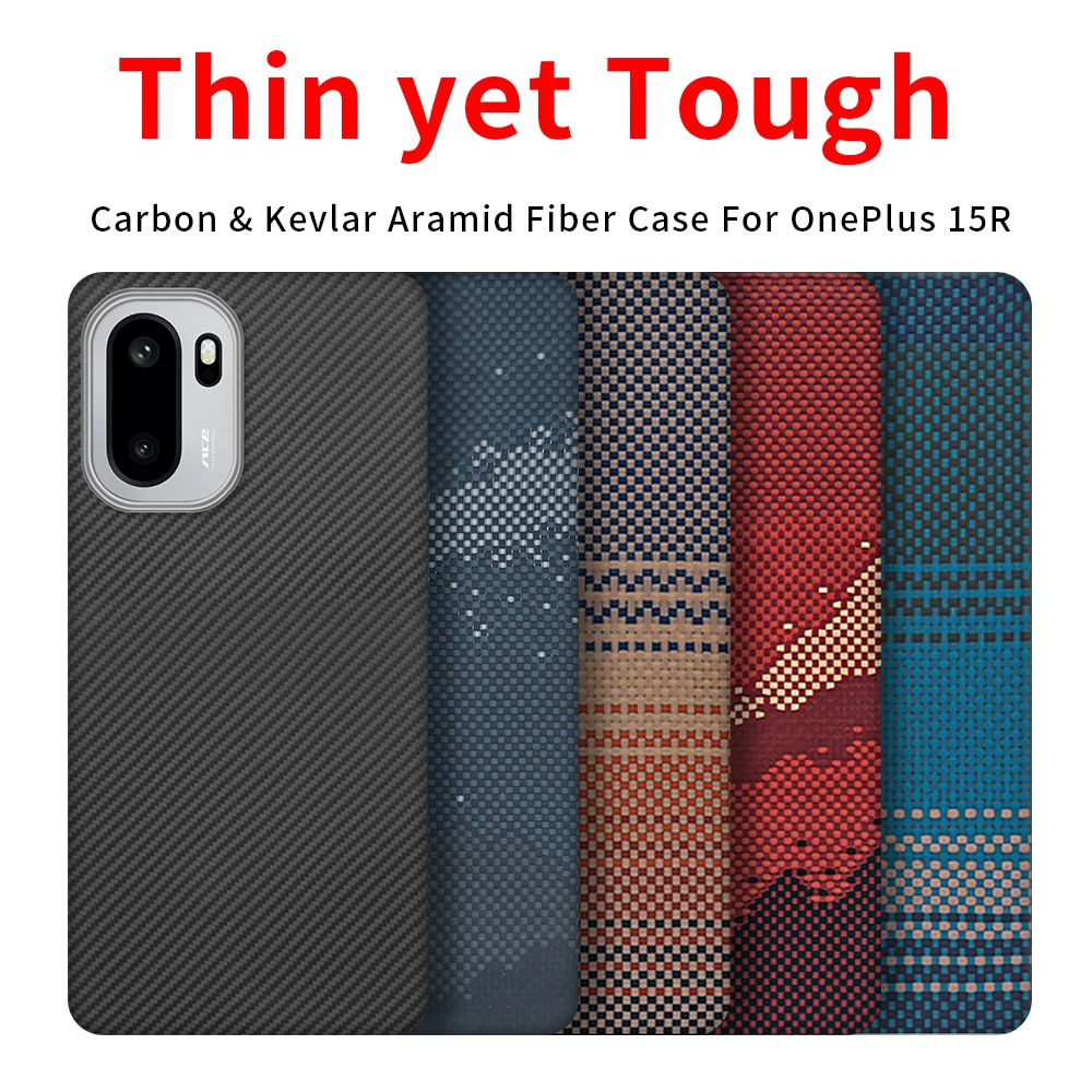 

Для oneplus 15r карбоновый чехол 600d кевлар арамидная ткань из углеродного волокна тонкий жесткий чехол oneplus ace 6, магнитный черный тонкий светло-красный