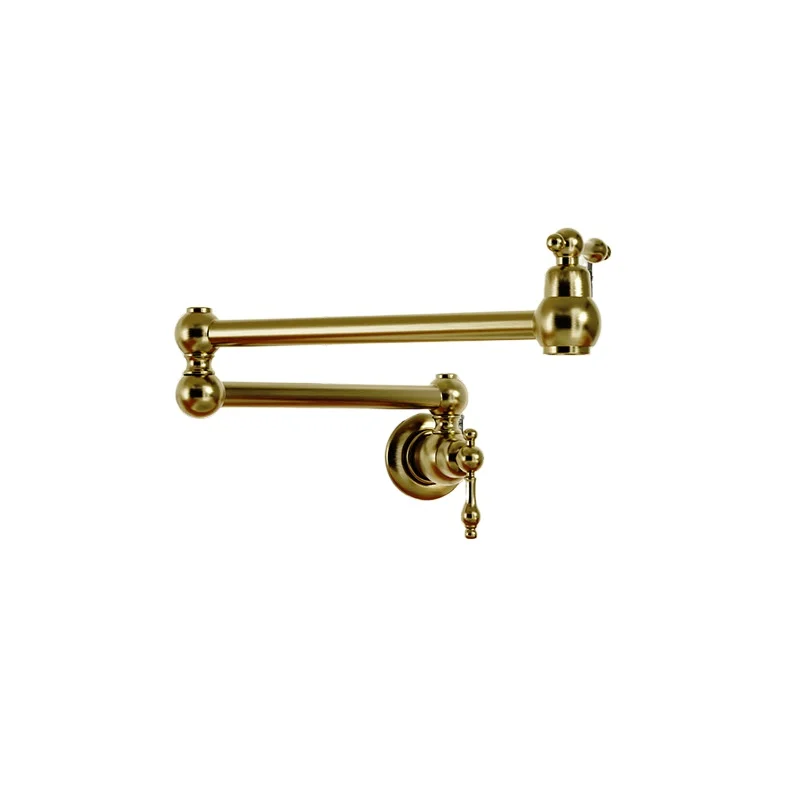 

Full copper kitchen brushed gold rotating faucet single hole cold water folding vegetable basin sink faucet