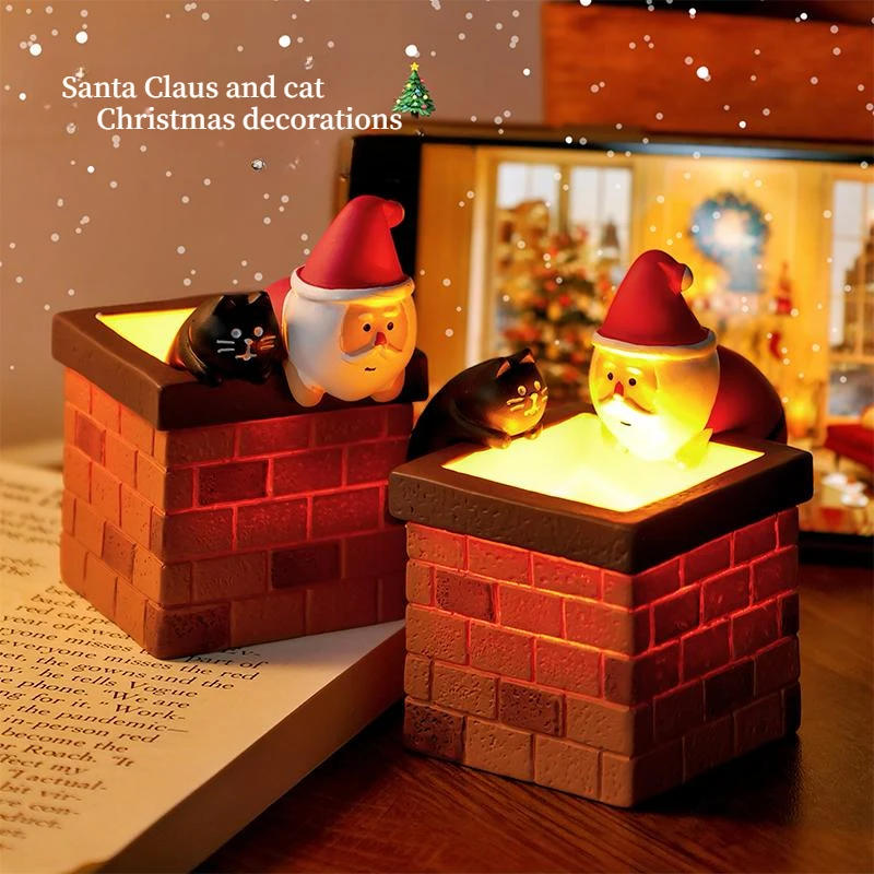 الإبداعية LED هدية الكريسماس ضوء الليل مدخنة حامل قلم سانتا متوهجة للمنزل غرفة نوم منضدية ديكور لزينة السنة الجديدة