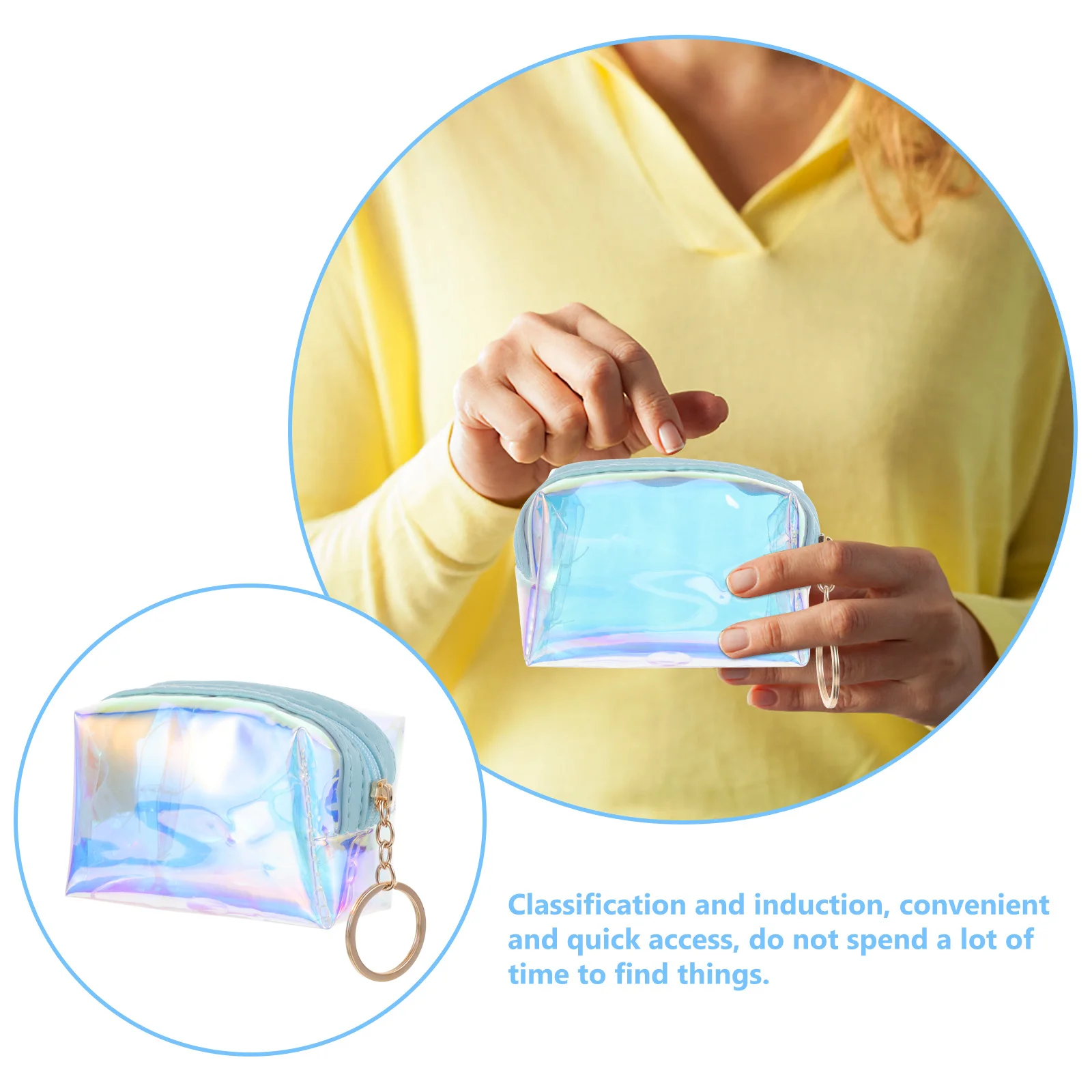 

Keychain Wallet for Women Small Coin Purse with PVC Material Fashionable Portable Organizer for Cards Cash Id Teens Girls