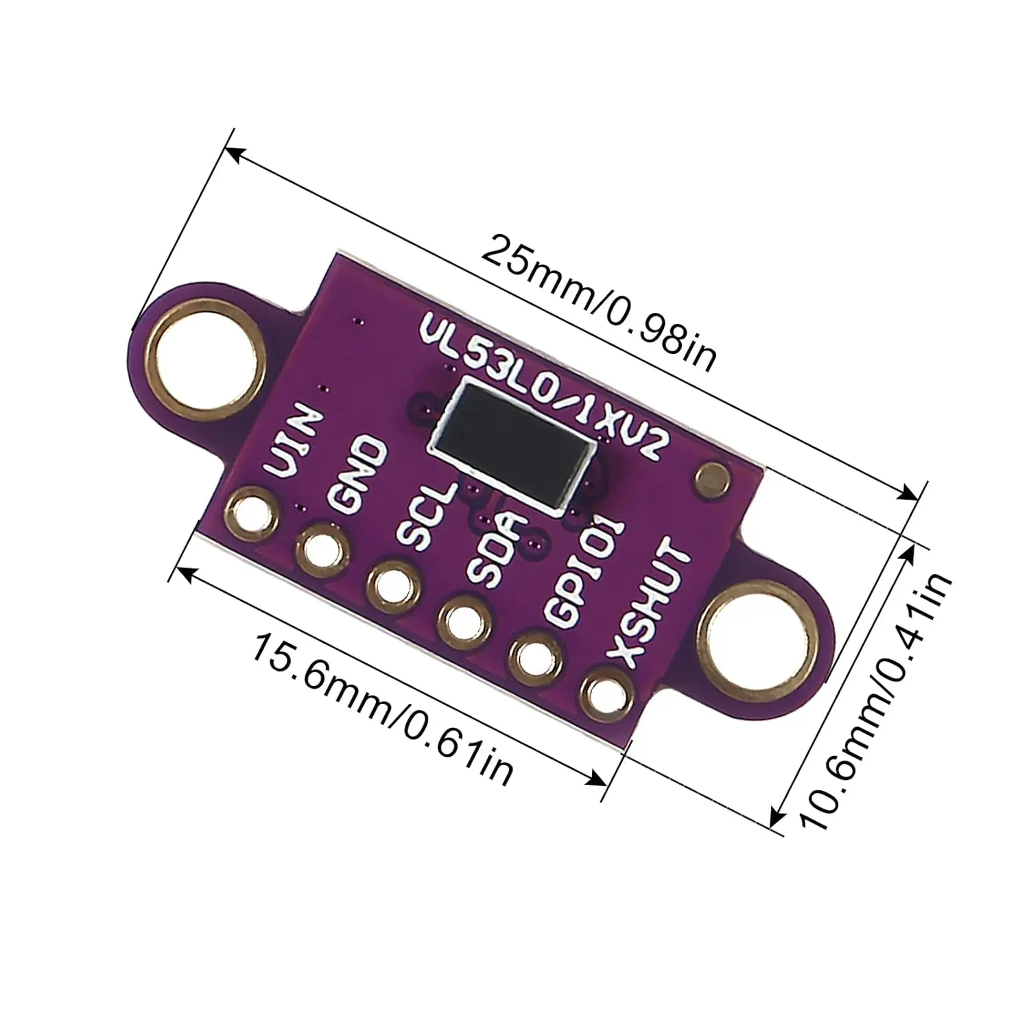 VL53L0X Time-of-Flight (ToF) Laser Ranging Sensor Breakout 940nm GY-VL53L0XV2 Laser Flight Distance Measurement Module I2C IIC