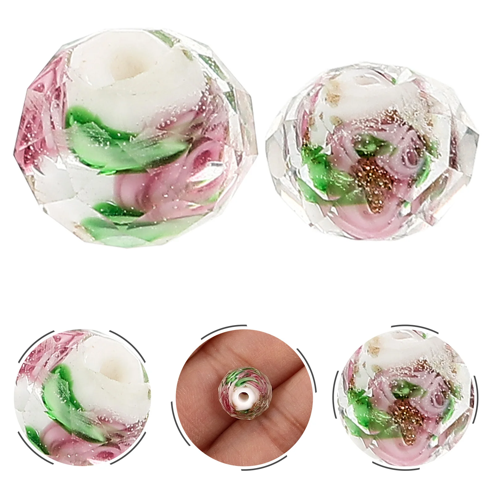 40Pcs Pendant Accessories Colored Flower Pattern Azure Stone Loose Beads DIY for Bracelet Necklace Jewelry Crafts Handmade