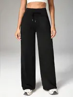 Pantalones Deportivos de Yoga para Mujer, Cintura Alta, con Cordón Ajustable, Pierna Recta y Ancha, Delgados, Cómodos, Elásticos, para Fitness