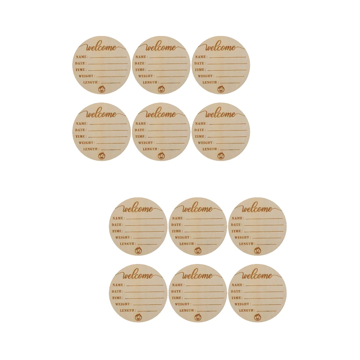 2 Pack Birth Plaque Baby Announcement Cards Newborn Signs Name Greeting Infant Wooden Monthly Milestone