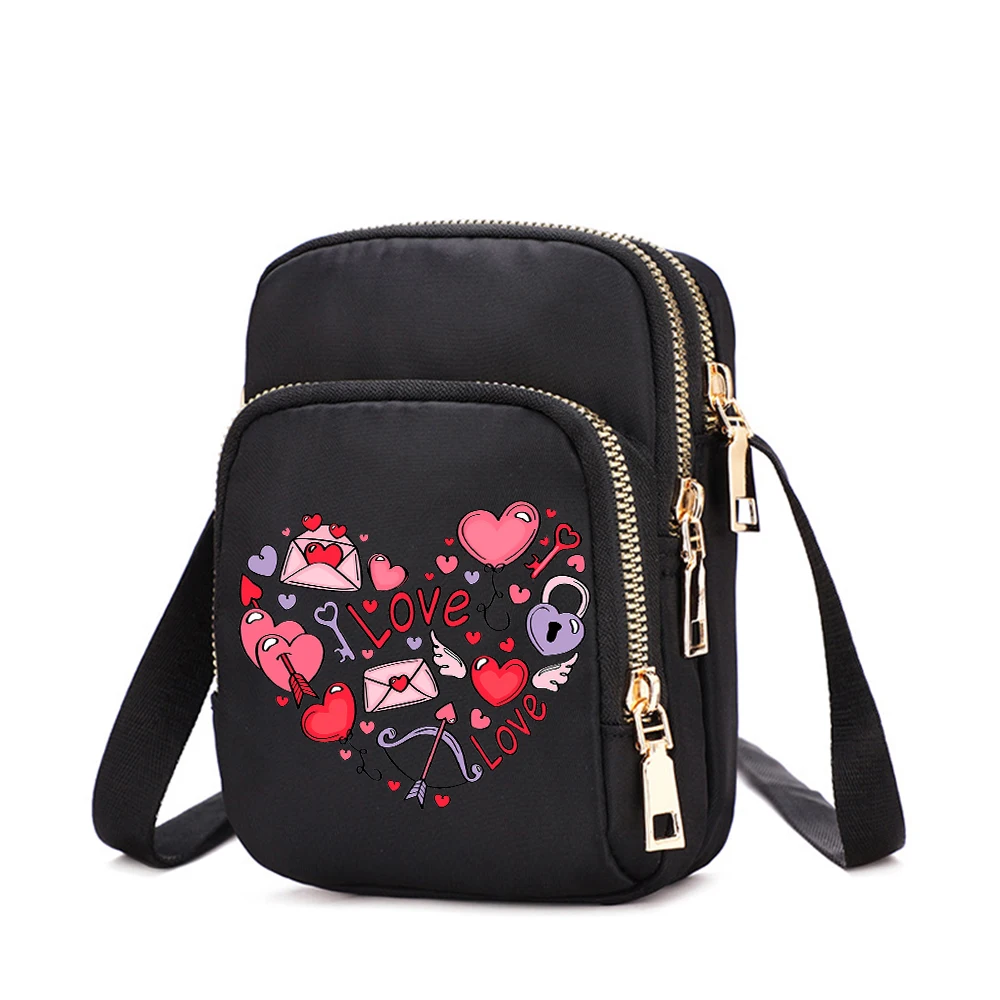 Love Bag for Men,Women Cell Phone Purse Crossbody Nylon Bag Shoulder Strap Handbag Female Teenagers Underarm Square Bag Gift