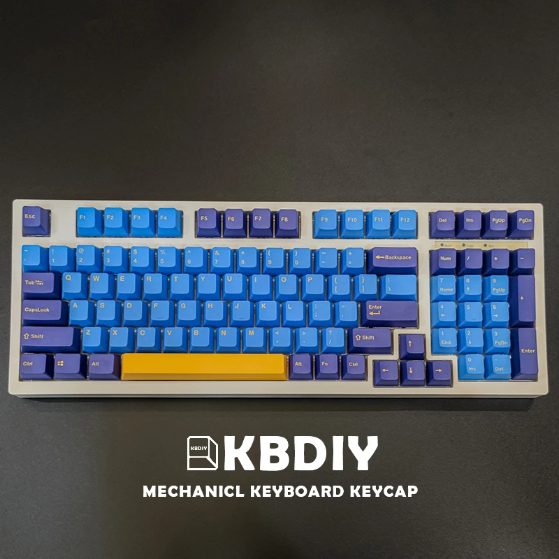 KBDiy-Capuchons de touches PBT double injection, 127 prédire, profil OEM, bleu, personnalisé, pour clavier de jeu mécanique, Nautilus 61 gk61