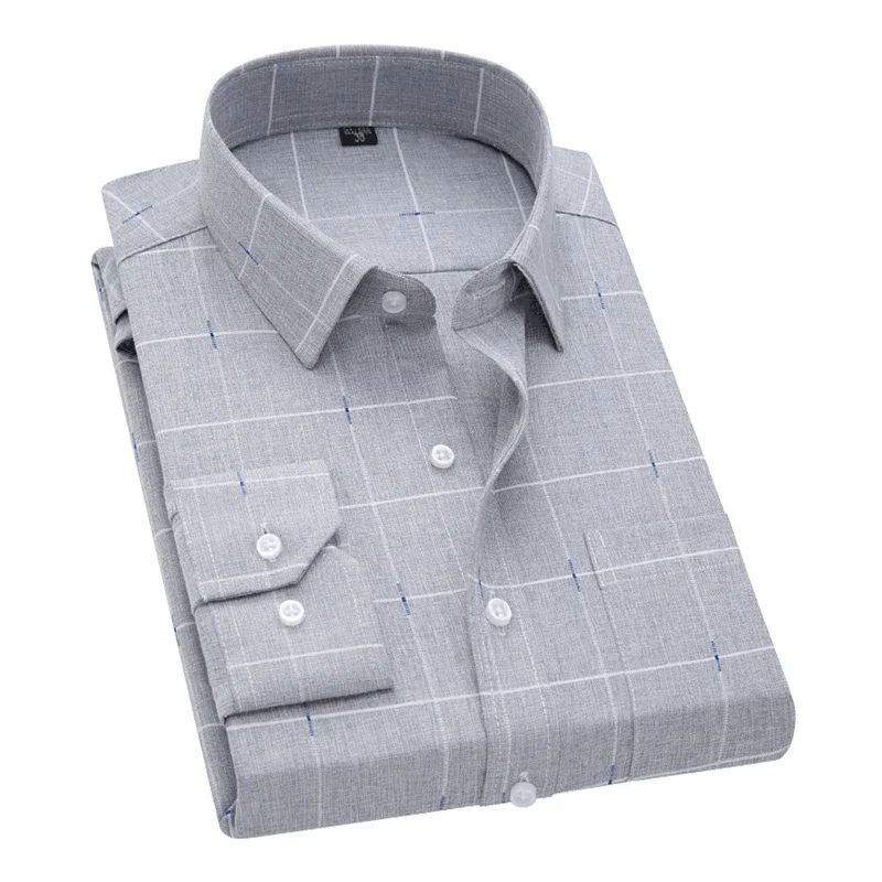 

New Arrival Men Shirt Long Sleeved Male Plaid Printl Business Dress Shirts Brand Clothing Work Shirt Man DS262