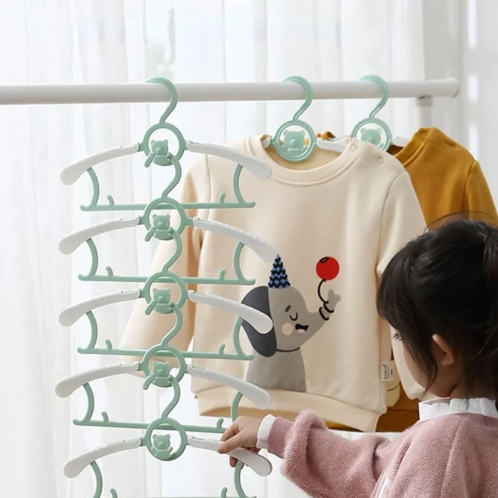 5pcs Adjustable Clothes Hanger Foldable Retractable Wardrobe Hanger Baby/Kids Drying Rack Clothes Organizer Space Save