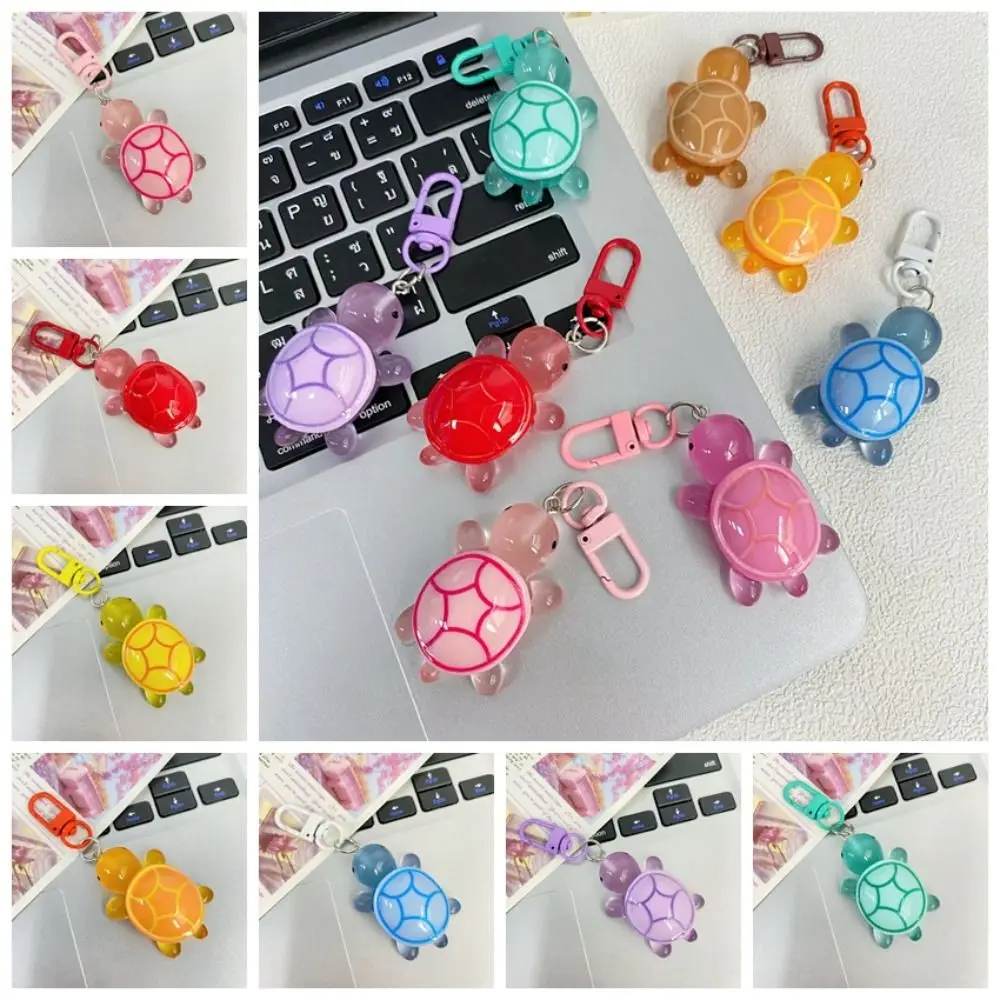 Mini Glow-in-the-dark Color Turtle Keychain Ins Cute Turtle Keyring Vintage Cartoon Bag Pendant Accessories Lovers