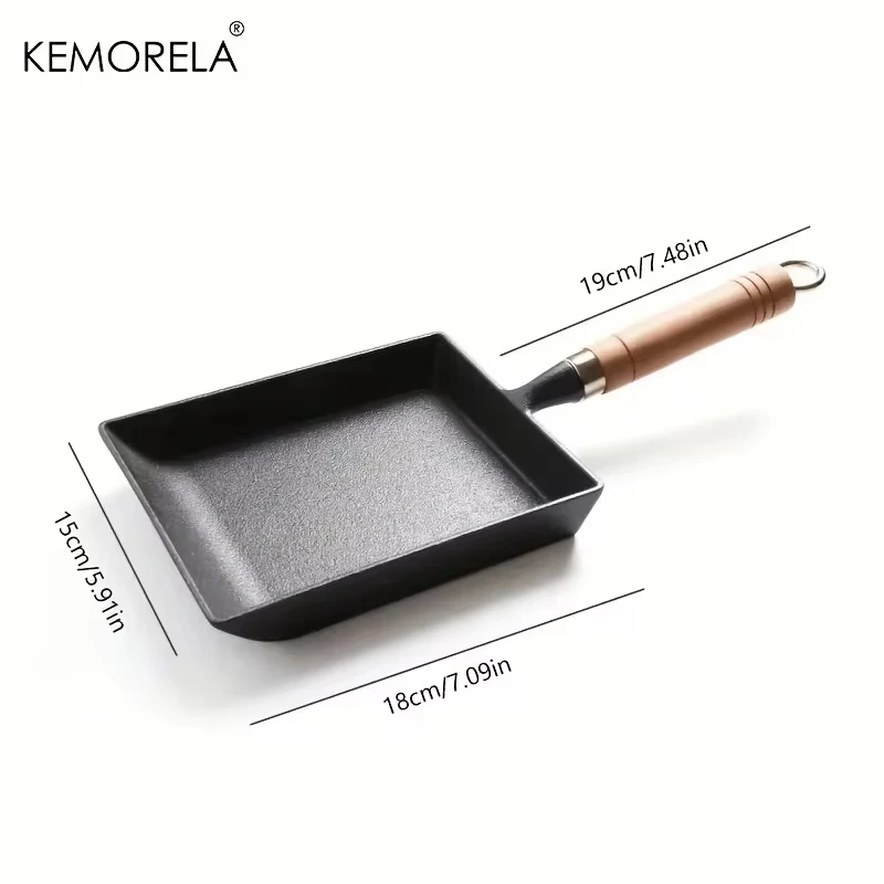 1Pc Japanese Cast Iron Pan Frying Tamagoyaki Omelette Black Non Stick Pan Fry Egg Pancake Kitchen Pot Cover Gas Cooker Induction