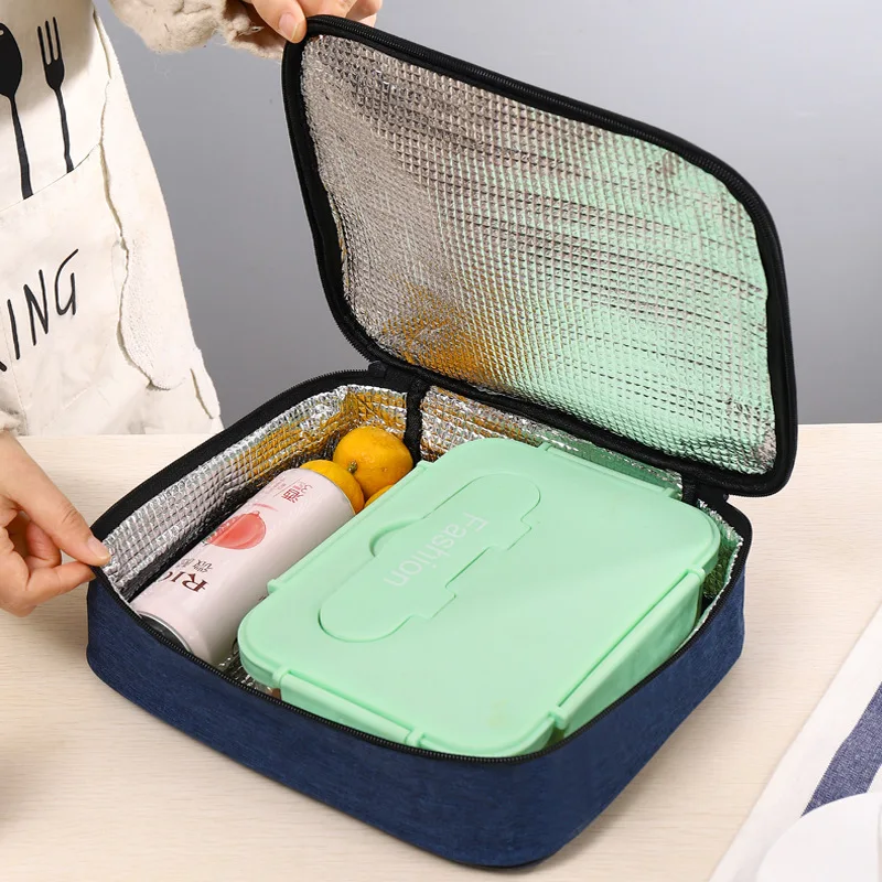 Commuter Student Bento Bag Take Lunch Convenient Aluminum Foil Thickened Insulated Lunch Box Bag Cationic Square Tote Bag