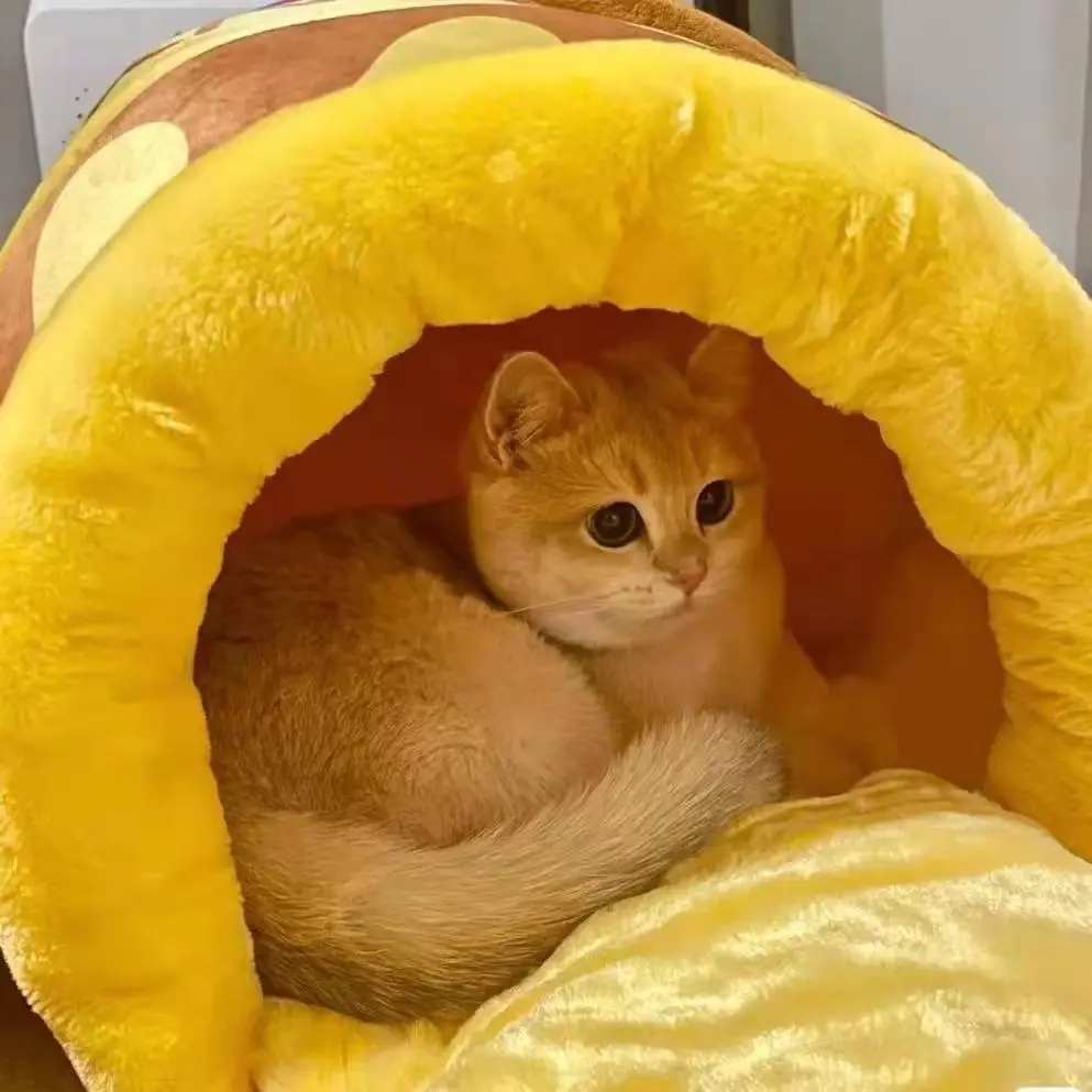 

Autumn And Winter Semi-closed Warm Cute Cat Kennel Dog Kennel Vini Bear Plush Honey Pot Pet Nest Export Cat Nest