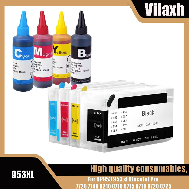 

For HP953XL Refillable Ink Cartridge 953 953 XL 953xl Pro 7720 7740 8210 8218 8710 8715 8718 8719 8720 8725 8728 8730 8740