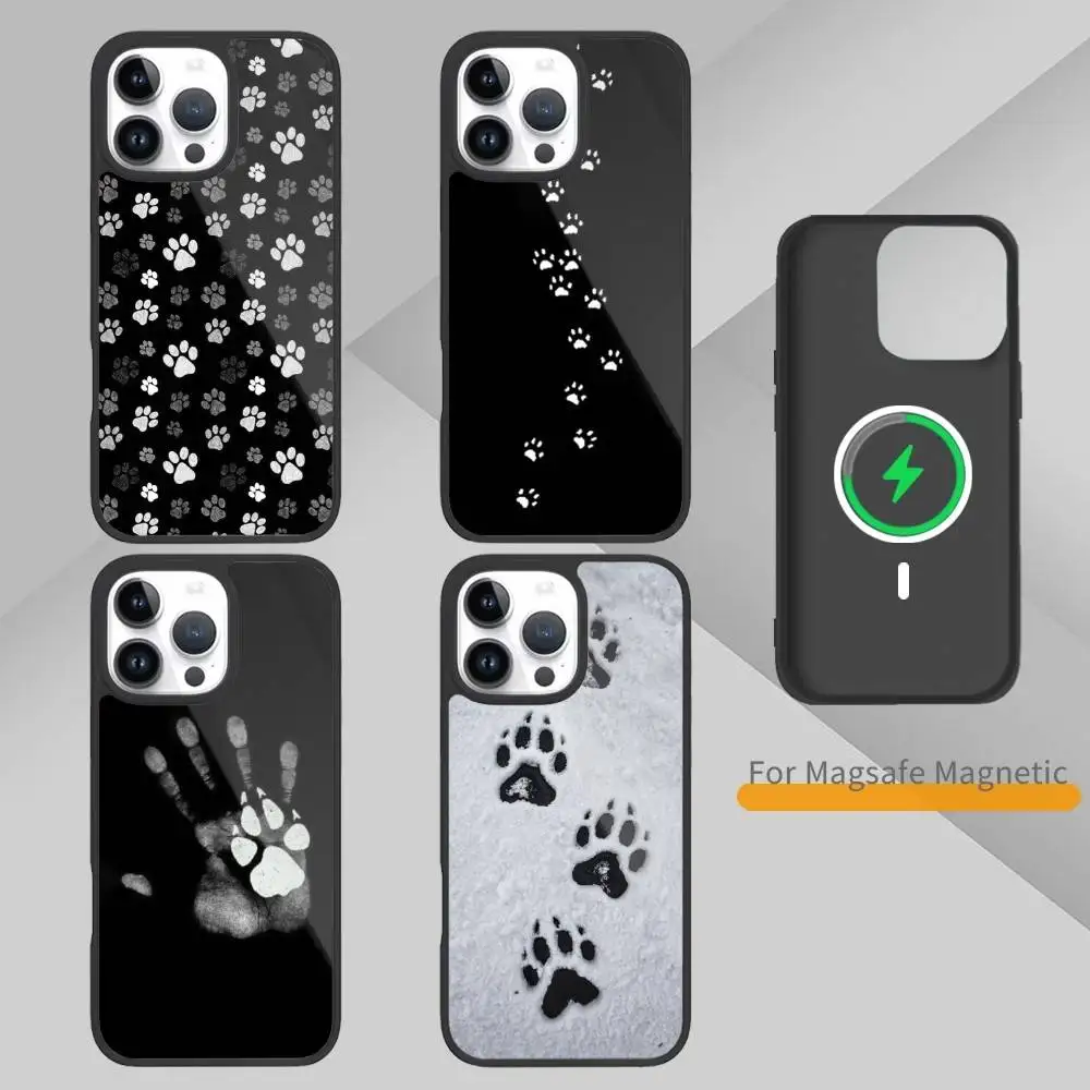 

Cute Dog Paw Print Phone Case For iPhone17,16,15,14,13,12,11 Plus,Pro Max Magnetic Magsafe Wireless Charging